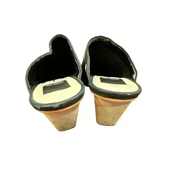 Dolce Vita Black Embroidered Studded Leather Mules, Size 8, Pre-Owned - Picture 4 of 12